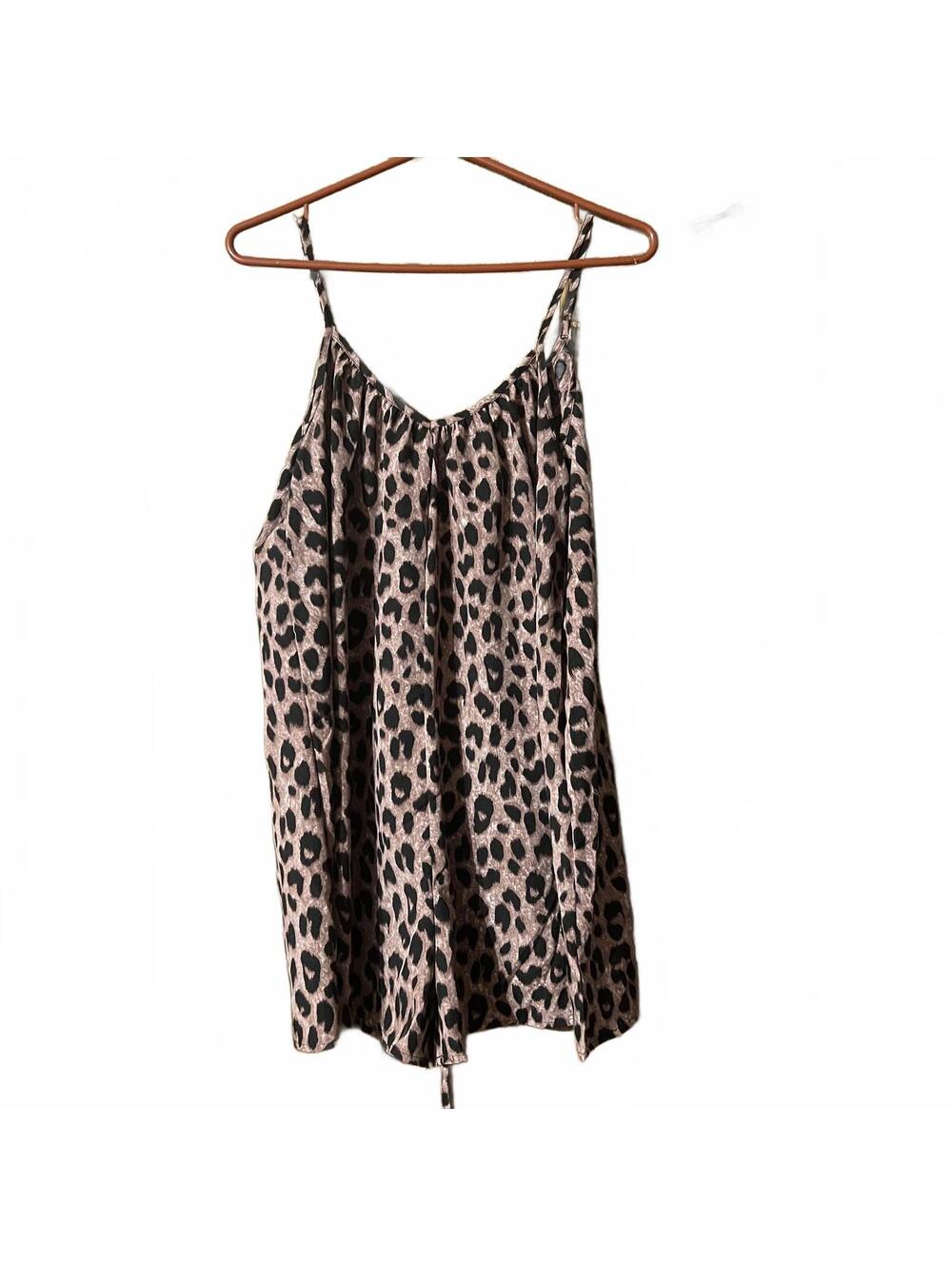 Leopard Print Spaghetti Strap Dress - Large
